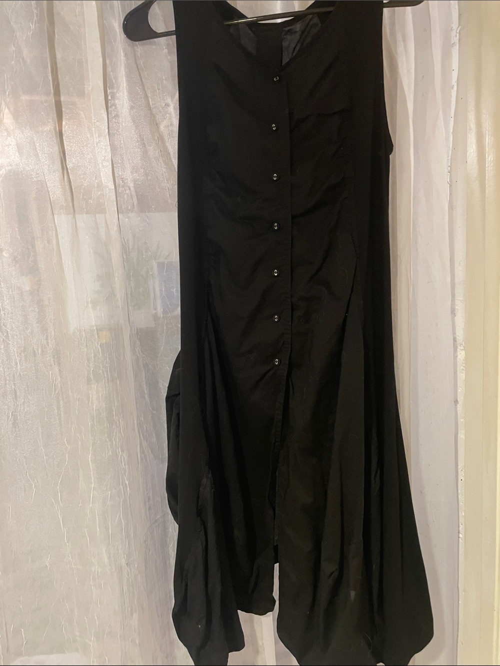 Women's Black Asymmetrical Button-Front Coat